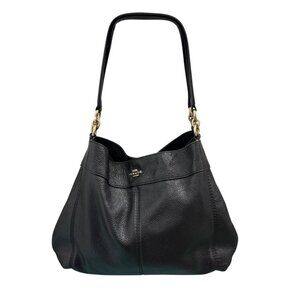 Coach Black Pebbled Leather Lexy Purse Hobo Shoulder Bag F28997
